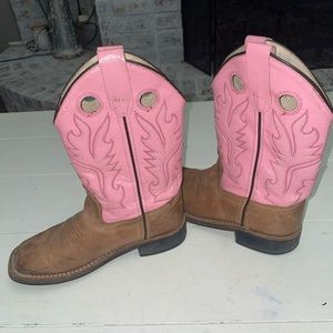 Old West BSC1839 Square Toe Cowboy Pink Western Boots Sz 13.5